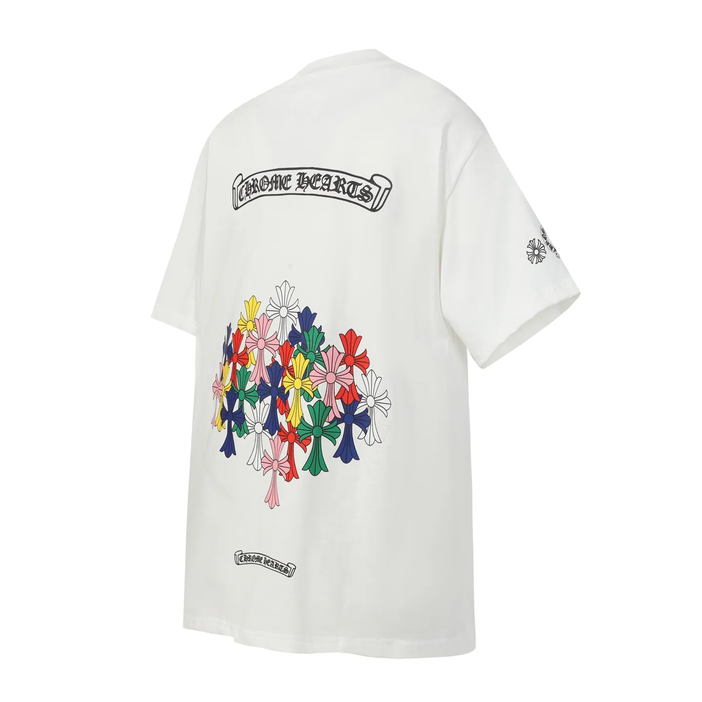 P160 -Chrome Hearts/Chrome Hearts 23ss color cross✝️Sanskrit letter printed short-sleeved T-shirt -High weight, high density and high quality. The wool is soft, delicate and skin-friendly. It feels soft and silky. It has excellent warmth and skin-friendly properties.